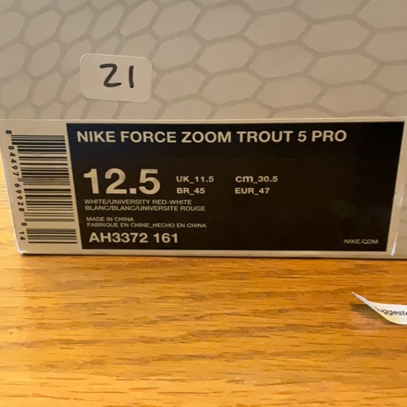 Men’s Size 12.5 Nike Force Zoom Trout 5 Pro Cleats, New In Box - Picture 10 of 11